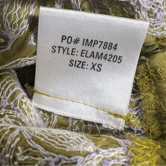 David Meister Chartreuse Embroidered Tunic Top Silk Shift Mini Dress - Picture 10 of 12